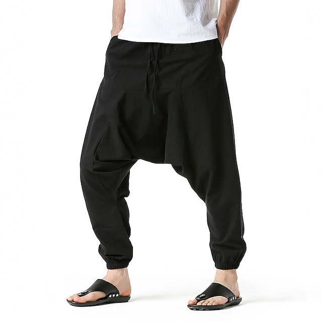 Men's Joggers Linen Pants Trousers Summer Pants Harem Pants Drawstring ...