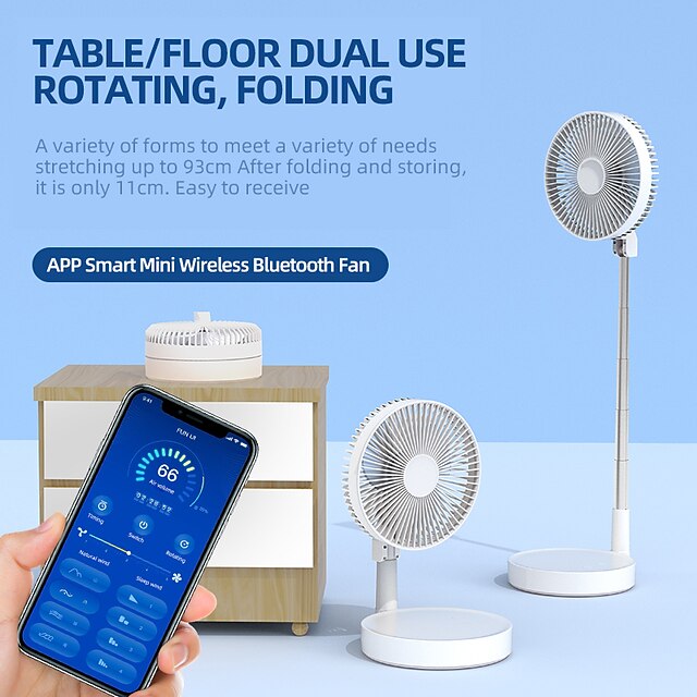  Folding telescopic mini fan USB rechargeable student Folding Floor fan with remote control Cooling small dormitory bed desk outdoor camping