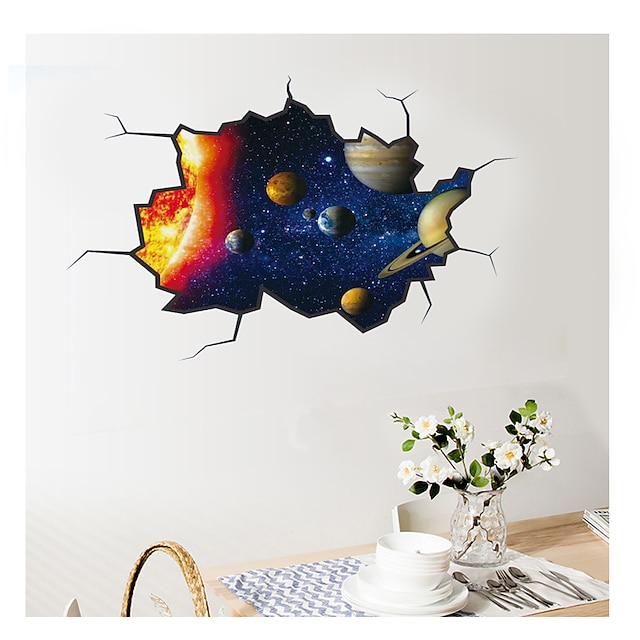 Home & Garden Home Decor | 3D Broken Wall Stickers New Wall Paste Star Star Universe Living Room Bedroom Corridor Decoration Rem