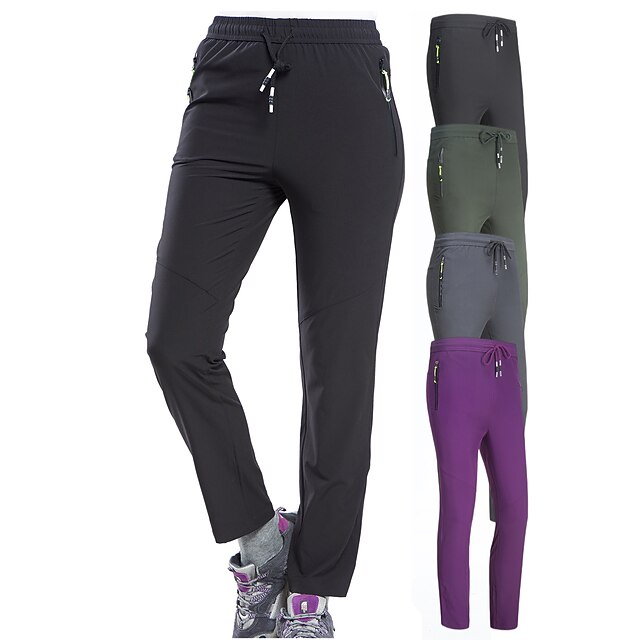  Dames Wandelbroek Zomer Buiten Ademend Sneldrogend Rekken Lichtgewicht Broeken / Regenbroek / Overbroek Kleding Onderlichaam Trekkoord Zak met rits Elastische taille Zwart Paars Elastaan Jagen Vissen