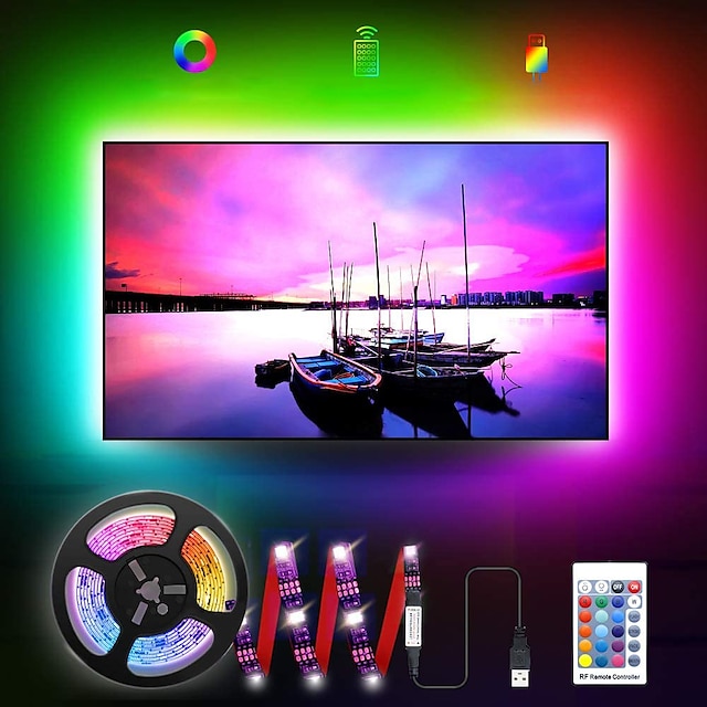  2 m 6.6ft rgb strip verlichting 60 leds 5050 smd 24 toetsen afstandsbediening rgb wit kerst nieuwjaar backlight waterdicht usb aangedreven decoratieve