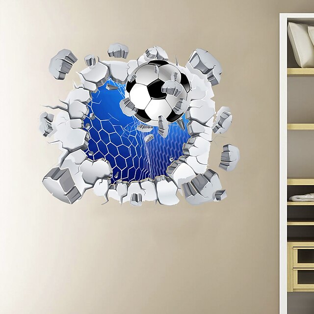 Home & Garden Home Decor | 3D Broken Wall Football Home Corridor Background Decoration Can Be Removed Stickers - IX86678