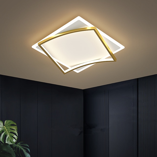  LED-Deckenleuchte quadratisches Design Schwarzgold enthält abnehmbare Version 45/55/65 cm geometrische Formen Unterputzleuchten Aluminium künstlerischen Stil modernen Stil stilvolle lackierte