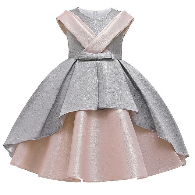 Baby & Kids Girls Clothing | Kids Little Girls Dress Solid Colored Party Birthday Party Layered Blushing Pink Light gray Above K