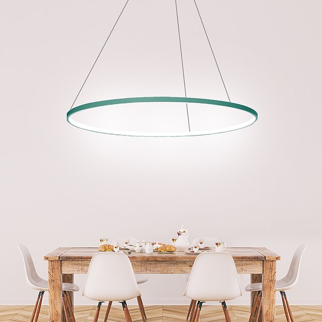  LED Pendant Light Circle Ring Design 60cm Aluminum Acrylic Rose Gold Green Khaki Champaign Gold Desert Rose Gold Painted Finishes Dimmable for Home Kitchen Bedroom