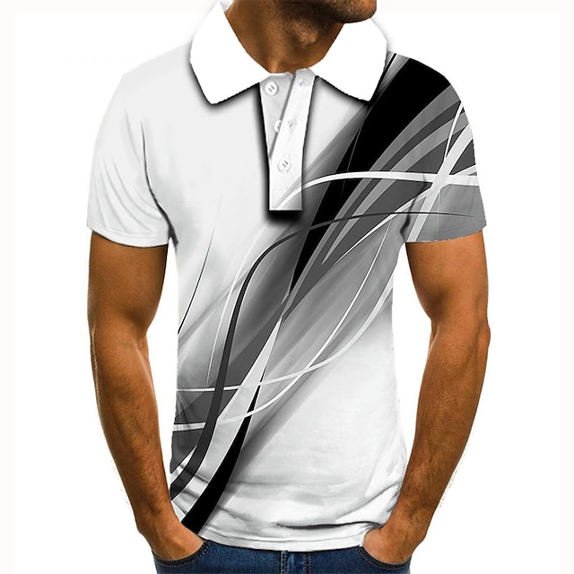Men's Collar Polo Shirt Golf Shirt Tennis Shirt Graphic Prints Linear ...