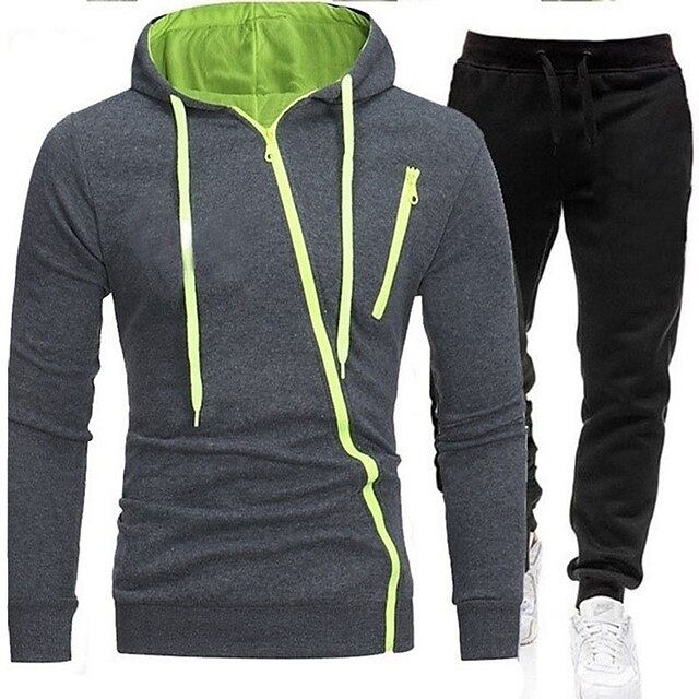 Sports & Outdoors Running, Jogging & Walking | Mens 2 Piece Full Zip Tracksuit Sweatsuit Casual Athleisure 2pcs Winter Long Slee