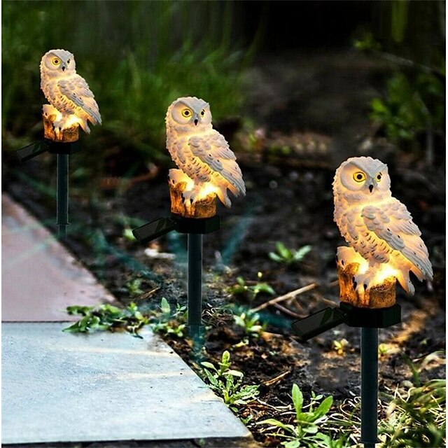 Solar LED Owl Pathway Lights, Solar Gardden Lights, Waterproof Resin ...