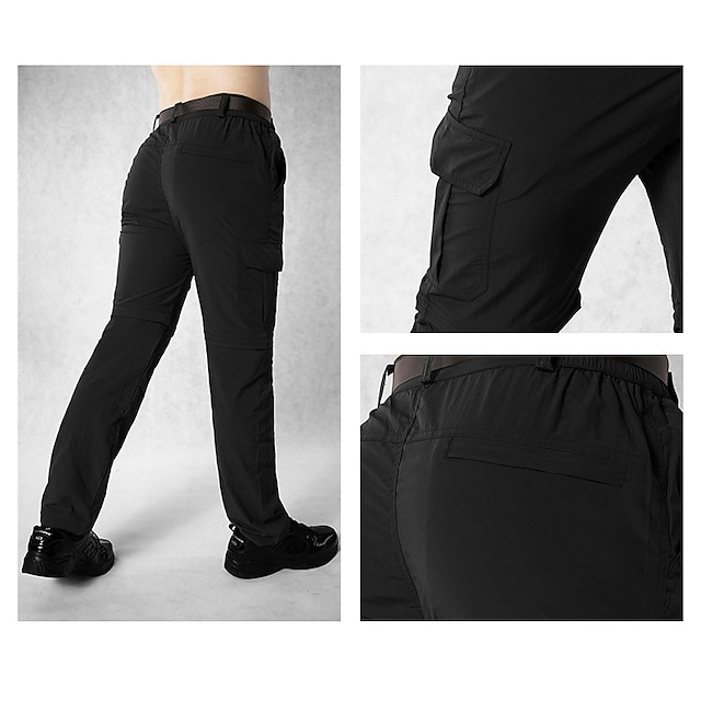 Men's Hiking Pants Black Trousers Convertible Pants / Zip Off Pants