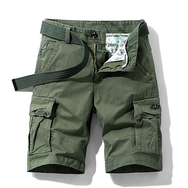  Men's Cargo Shorts Bermuda shorts Hiking Shorts Multi Pocket Plain Sports Outdoor Streetwear Cargo Shorts Shorts ArmyGreen Light Grey