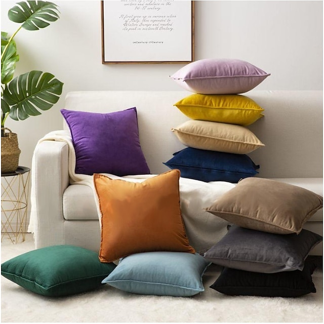  1 pc כיסוי מקרה כרית בצבע אחיד קטיפה יוקרתית כיסוי כרית ספה בחדר שינה כרית כיסא מיטת ספה ספה חיצונית