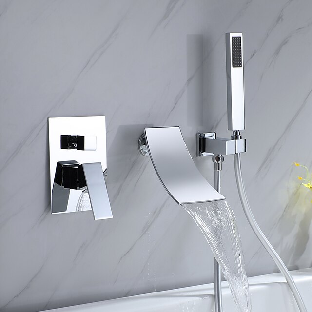  Bathtub Faucet - Contemporary Electroplated Wall Installation Ceramic Valve Bath Shower Mixer Taps / Brass