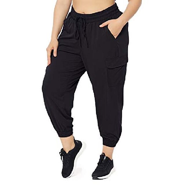 Zerdocean pantalones cargo de salón informales de talla grande para mujer,  pantalones de entrenamiento para senderismo, ropa de estar con bolsillos,  cordón, negro 2x 8568544 2022 – $20.73