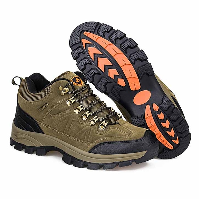  Men's Hiking Shoes Sneakers Hiking Boots Waterproof Windproof Shock Absorption Breathable High-Top Hunting Fishing Hiking Leather Autumn / Fall Winter Spring Brown / Lightweight
