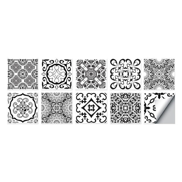 Home & Garden Home Decor | Black And White Classic Tile Stickers House Renovation Diy Self-adhesive Pvc Wallpaper Painting Kitch