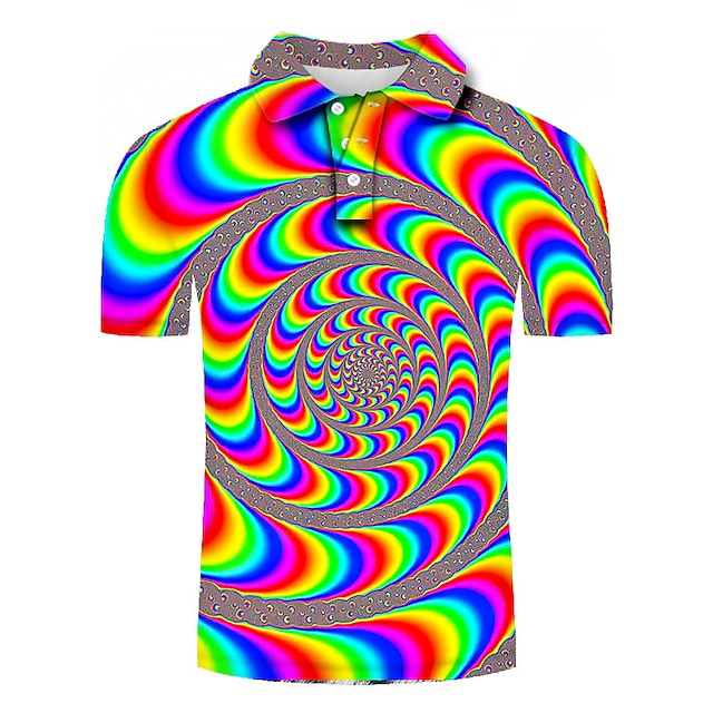 Men's Collar Polo Shirt Golf Shirt Illusion Graphic Prints Tennis Shirt ...