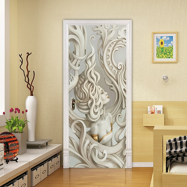 Home & Garden Home Decor | Self-adhesive Creative Sculpture Beauty Door Stickers DIY Decoration Home Waterproof Wall Stickers 2p