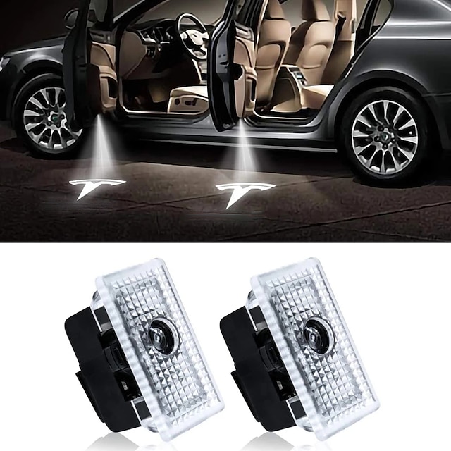 Vehicle Door Light bm 2PCS Car Light Decor Emblems,Laser Projection Lamp Free Wire Connection LED Decorative Light 