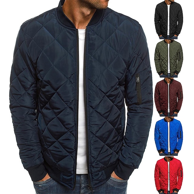 Men's Windproof Bomber Quilted Jacket (various colors/sizes)