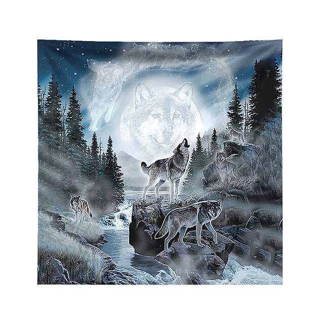 Home & Garden Home Decor | 3D Wolf Wall Tapestry Art Decor Blanket Curtain Hanging Home Bedroom Living Room Decoration Polyester