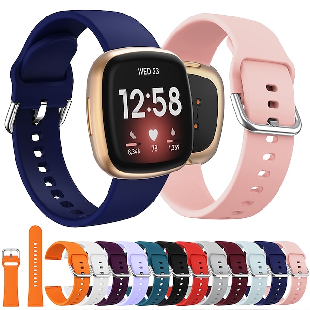  Smartwatch bånd til Fitbit Versa 3 / Sense Silikone Smartwatch Rem Blød Åndbart Klassisk spænde Udskiftning Armbånd