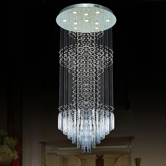  moderne kristallen kroonluchter plafondlamp voor restaurant eetkamer woonkamer kolomvormige kristallen hangende lamp vierkante basis lichtpunt trap loft plafond hanglamp