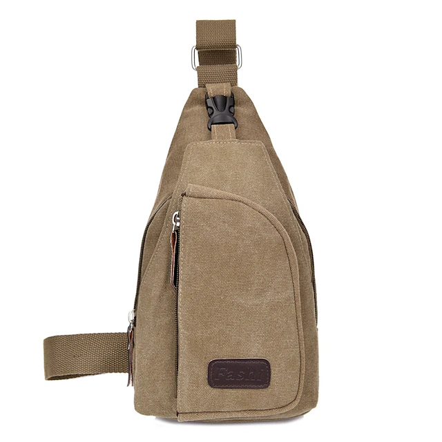 Unisex Sling Shoulder Bag Chest Bag Canvas Outdoor Sports Solid Colored ...