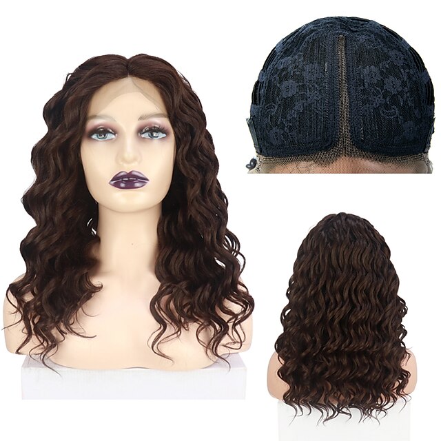  Lace Front Wigs Curly Synthetic Wig for Women Japanese Heat Resistant FIBER 18 Inch Deep Part Lace Wig Free Cap