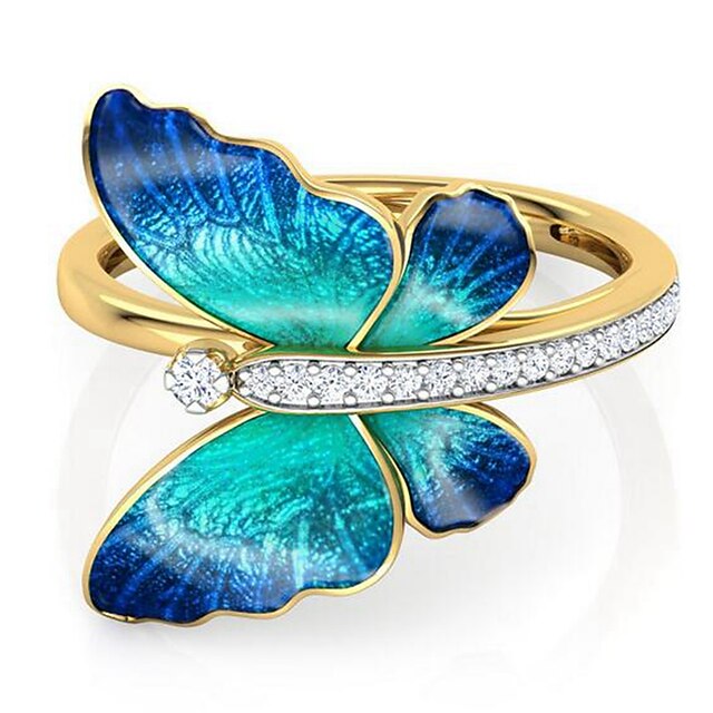 Shoes & Bags Fashion Accessories | 1pc Band Ring Ring For Womens Date Festival Rhinestone Alloy Mixed Color Butterfly - RI22634