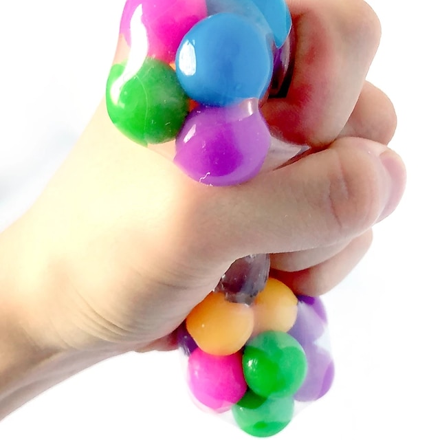 2 Pack Rainbow Stress Relief Toy Sticky Ball Tear-Resistant Fun Toy for ADHD Anti Stress Squishy Sensory Balls Elastic Fidget Squeeze Balls Anxiety Non-Toxic for Adults Kids Teens OCD 