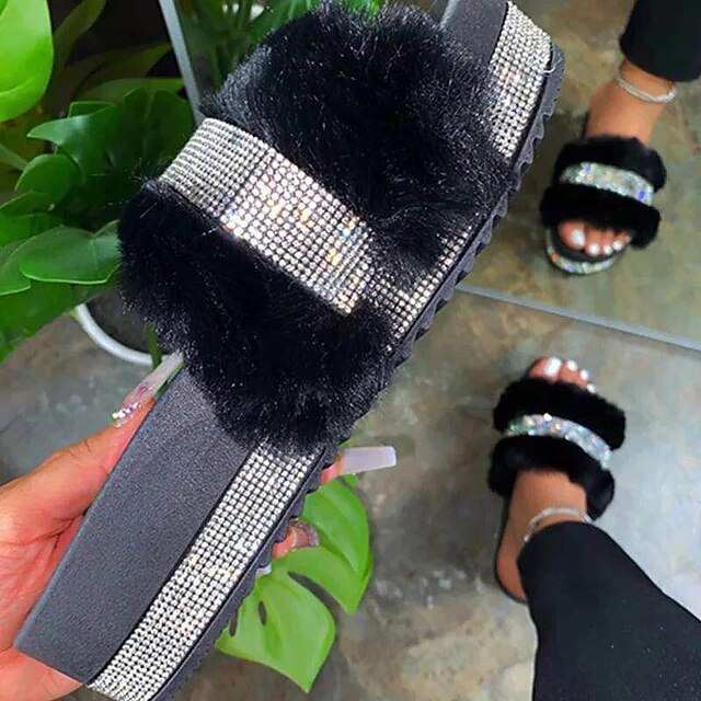 fuzzy platform sandals