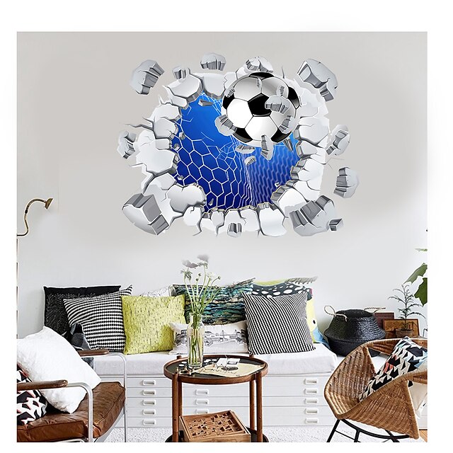 Home & Garden Home Decor | 3D Broken Wall Football Home Corridor Background Decoration Can Be Removed Stickers - IX86678