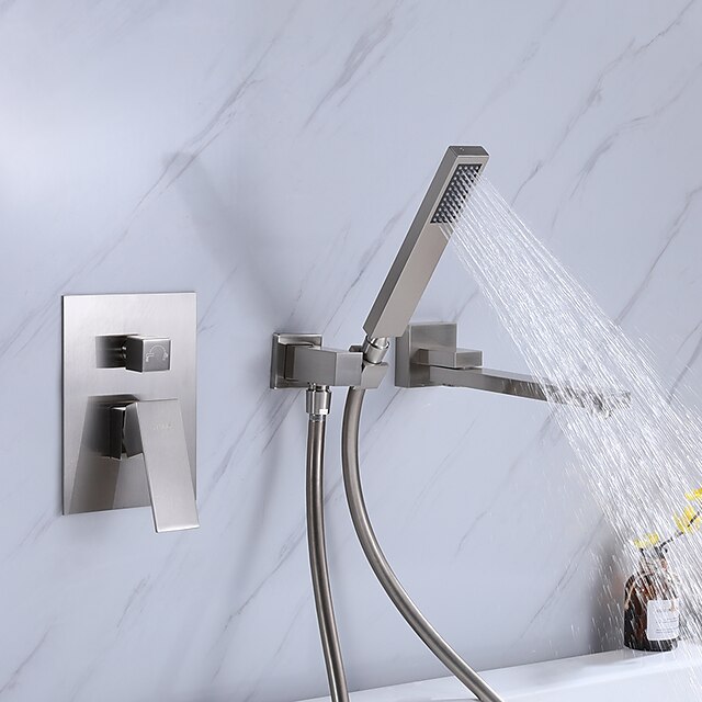  Badkraan - Hedendaagse Nikkel Geborsteld Wandinstallatie Keramische ventiel Bath Shower Mixer Taps