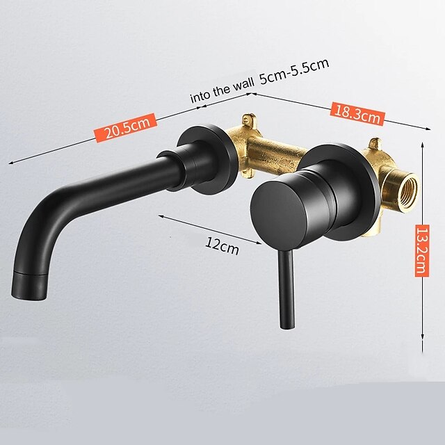 Bathroom Sink Mixer Faucet Wall Mounted, 2 Holes Single Handle Wash ...
