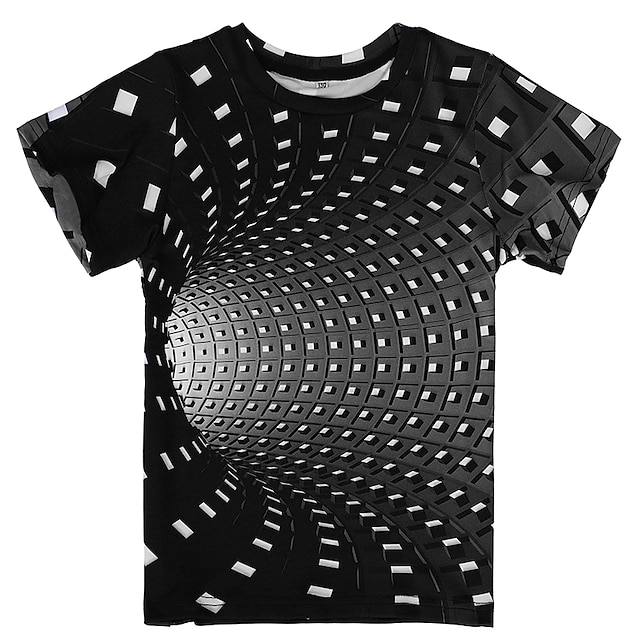 Boys 3D Color Block Optical Illusion T shirt Short Sleeve 3D Print ...