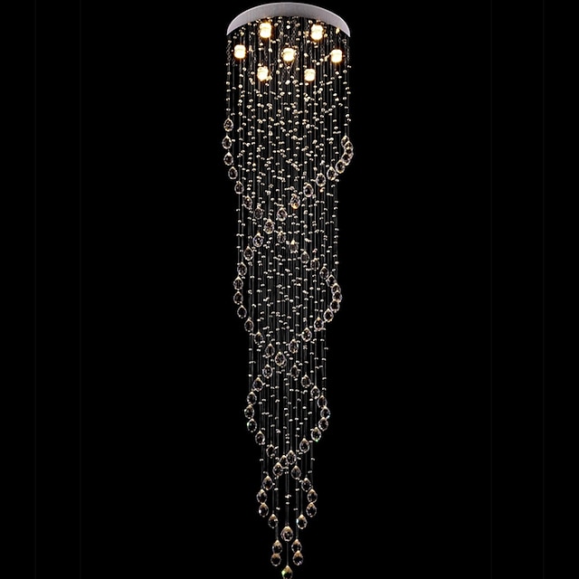  escaliers ronds lustre en cristal moderne cristal plafonnier lampes intérieures villa de luxe pendentif lumière loft plafonniers décoration de la maison lampe
