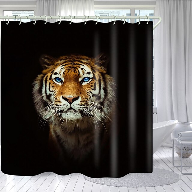 Home & Garden Bath Accessories | Blue Eyed Tiger Digital Printing Shower Curtain Shower Curtains Hooks Modern Polyester New Desi