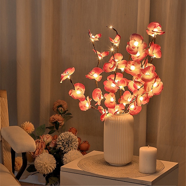  светодио дный фаленопсис ветка лампа 20 ламп моделирование ветка орхидеи светодиодные сказочные огни ветка ивы свет ветка день матери для украшения дома и сада