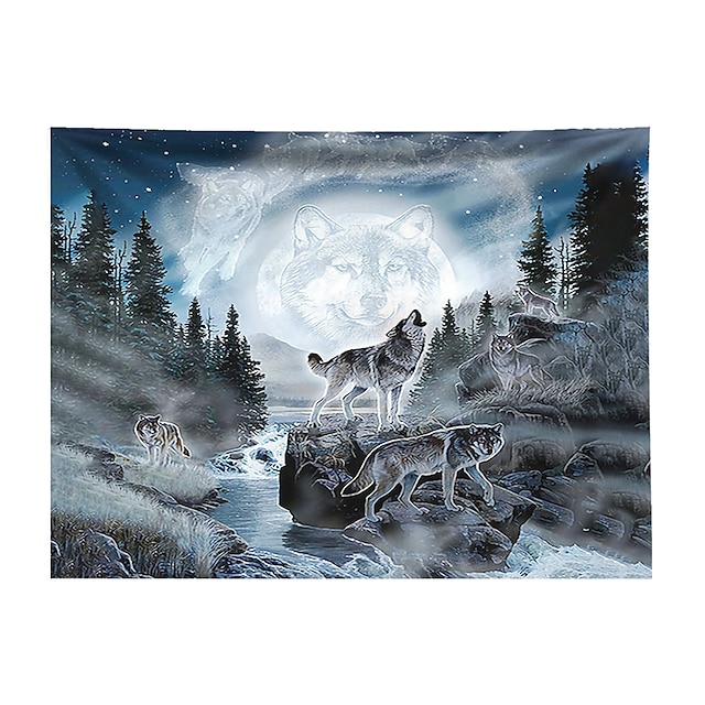 Home & Garden Home Decor | 3D Wolf Wall Tapestry Art Decor Blanket Curtain Hanging Home Bedroom Living Room Decoration Polyester