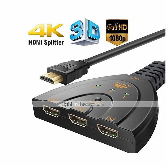  HDMI-compatible Switch Switcher Splitter  3 In 1 Out Split Signal Adapter Cable