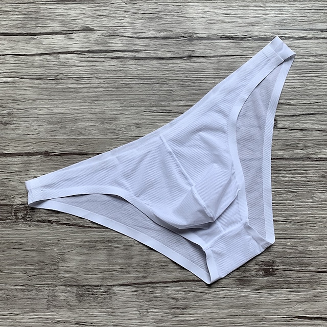  Men's 1pack Sexy Panties Briefs Basic Nylon Spandex Solid Color Low Waist Petite Black White