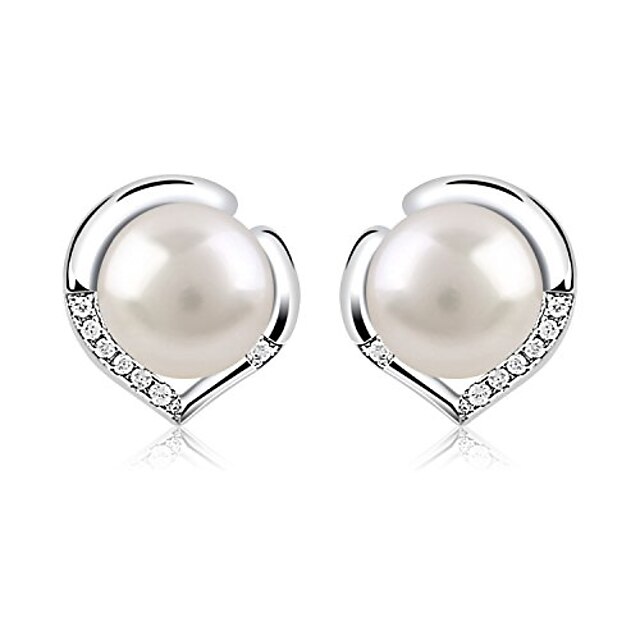  b.catcher pearl earrings freshwater 10mm pearl studs earring heart set