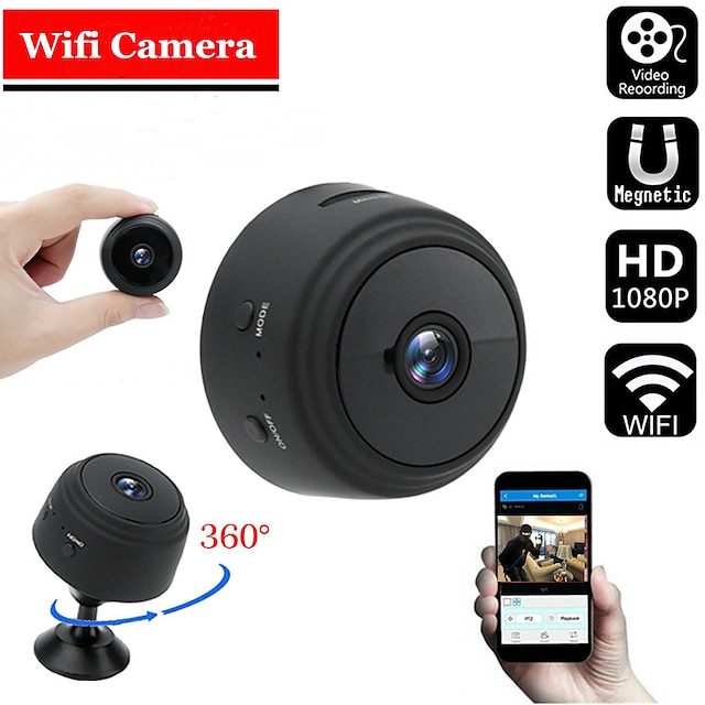  A9 Mini Camera 1080P IP Camera IR Night Magnetic Wireless Voice Video Surveillance Wifi Smart Home Security Camera with Safe Motion Detection Alarm Function Infrared Night Vision