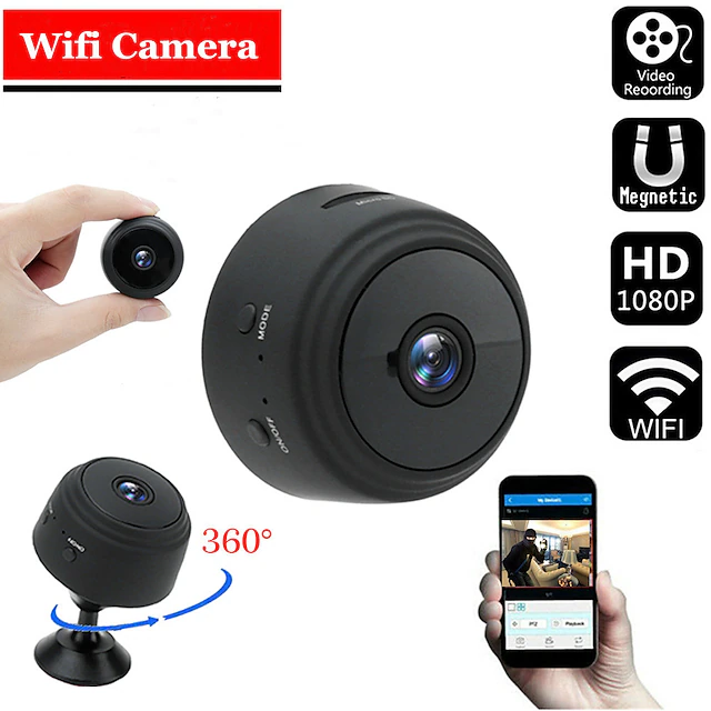 A9 Mini Camera 1080P IP Camera IR Night Magnetic Wireless Voice Video Surveillance Wifi Smart Home Security Camera with Safe Motion Detection Alarm Function Infrared Night Vision 14