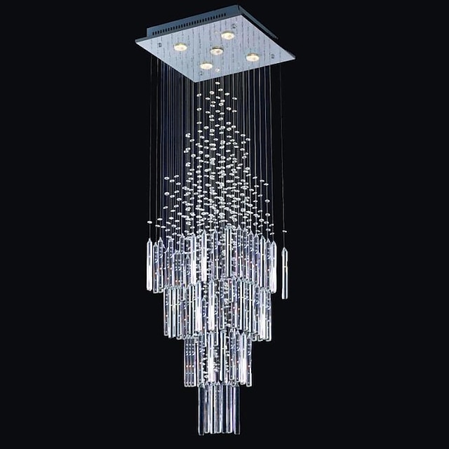  moderne krystall lysekrone taklampe for trapp trappelys luksushotell villa forfengelighet soverom hengende lampe takanheng