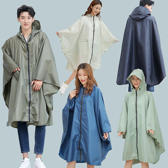 Men's Women's Rain Poncho Hiking Raincoat Waterproof Hiking Jacket Outdoor Waterproof Quick Dry Lightweight Sweat wicking Jacket Poncho Top Fishing Climbing Beach Army green (unisex) Matcha (unisex 19