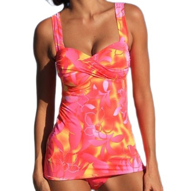 Sports & Outdoors Surfing, Diving & Snorkeling | Womens Tankini Two Piece Swimsuit Bathing Suit Floral / Botanical Swimwear Pink