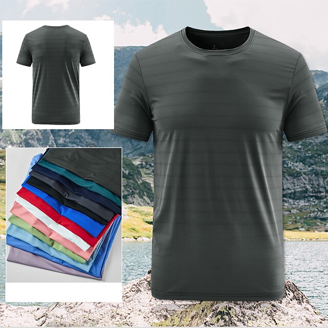 Sports & Outdoors Camping, Hiking & Backpacking | Mens T shirt Hiking Tee shirt Short Sleeve Crew Neck Tee Tshirt Top Outdoor Qu