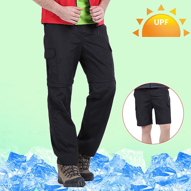 Men's Hiking Pants Black Trousers Convertible Pants / Zip Off Pants