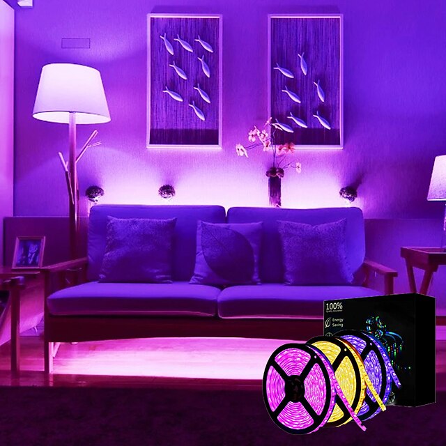  أضواء شريط LED 15 متر (3 × 5 متر) RGB Tiktok Lights 2835 SMD 900 LEDs 8 مللي متر شريط ضوء مرن شريط ليد مقاوم للماء تيار متردد 12 فولت 600 المصابيح مع 44key IR طقم تحكم عن بعد